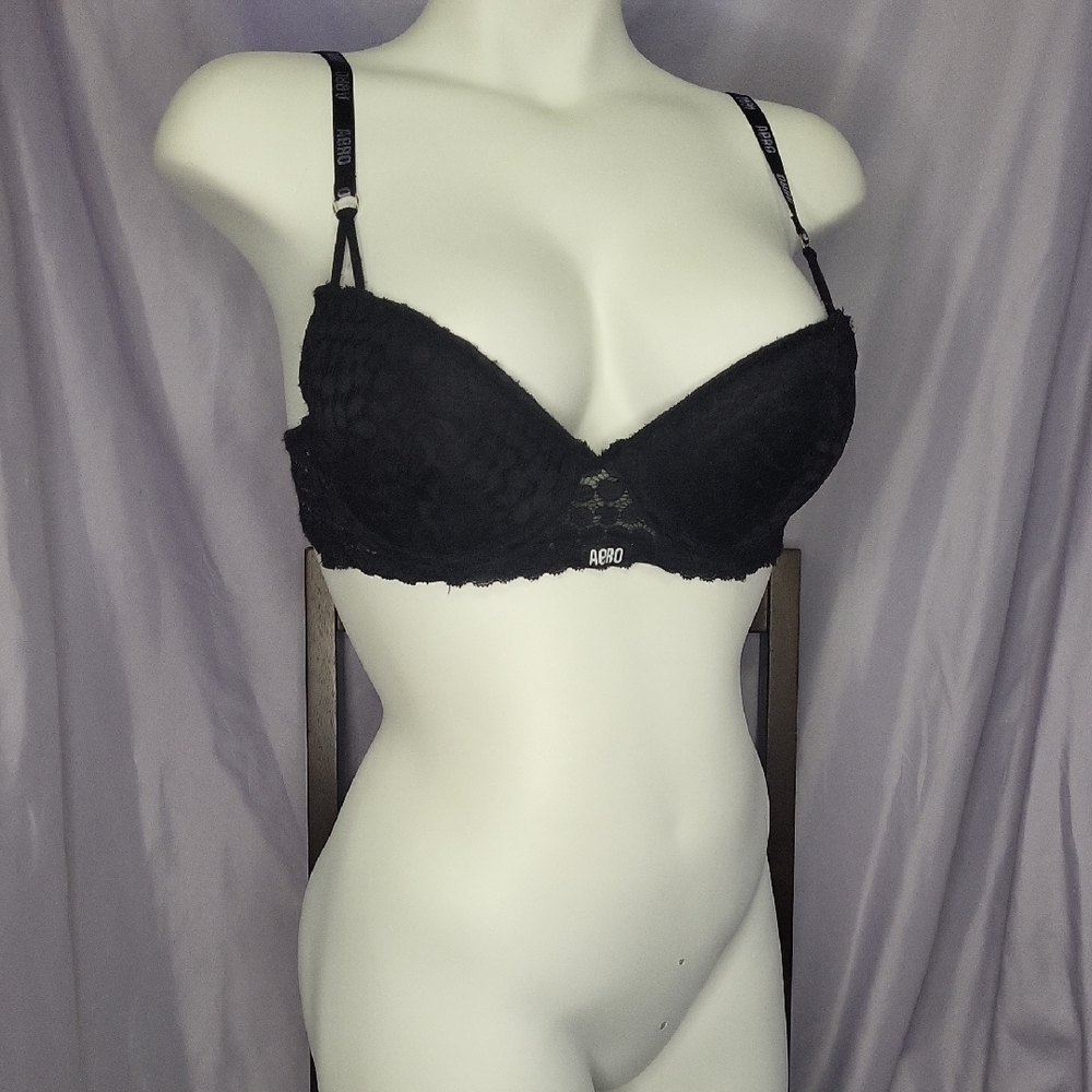 Aero Black Lace Underwire Push Up Bra
